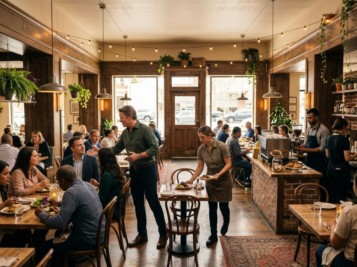 Hospitality business operators at work